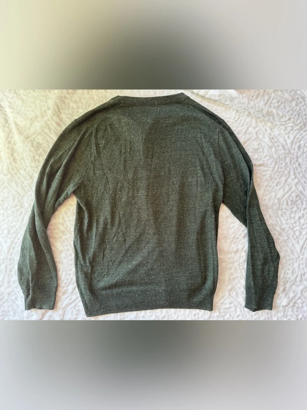 J.Crew Men’s Green Donegal Fleck Cotton Silk Henley Sweater Size Medium Casual
